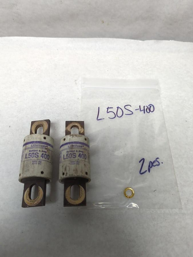 Used LITTELFUSE,L50S-400,SEMI-CONDUCTOR 400 AMP FUSE LOT OF 2 PRE-OWNED