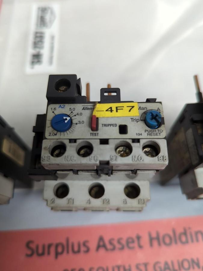 Used ALLEN BRADLEY,193-B1E1,OVERLOAD RELAY SERIES A 1.6-5.0A LOT OF 3 PRE-OWNED
