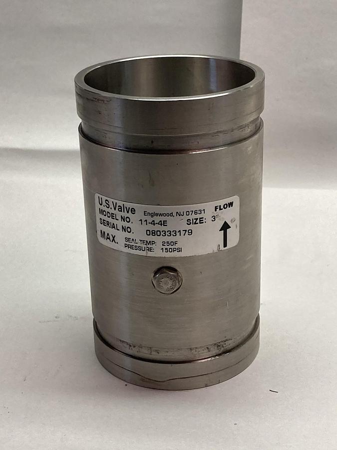 Used U.S. Valve,Model 11-4-4E,Check valve Size 3 Inches 250F 150psi