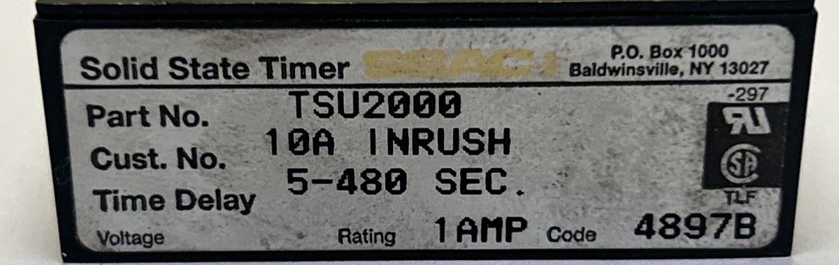 Used SSAC,TSU2000,UNIVERSAL SOLID STATE TIMER 5-480 SEC LOT OF 2