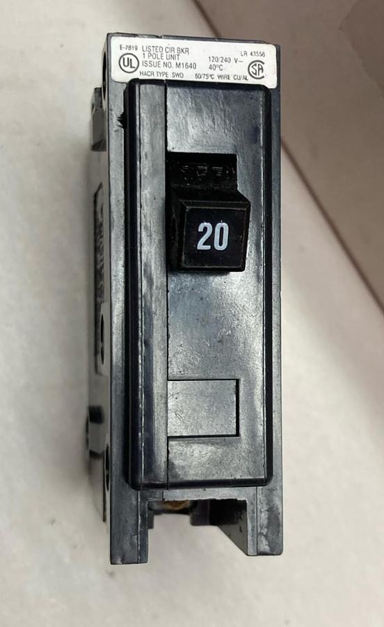 Cutler-Hammer,QBHW1020,Quicklag Single Pole Bolt-On Circuit Breaker 20A