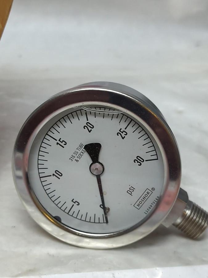 NOSHOK,25-500-30,GAUGE 2.5 IN FACE 1/4 IN NPT BOTTOM CONNECTION NOS