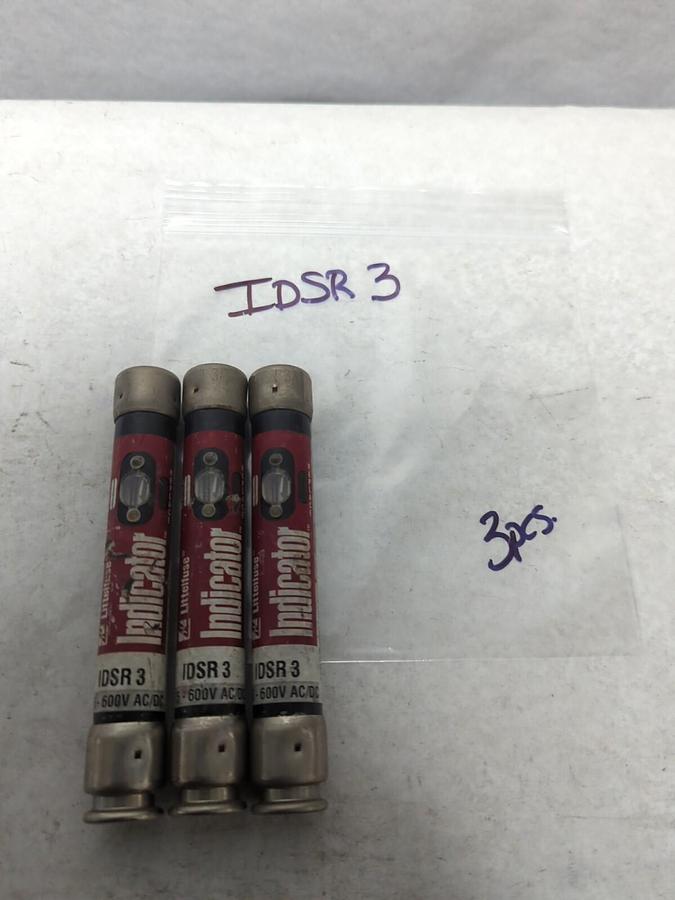 Used LITTELFUSE,IDSR 3,INDICATOR 3 AMP FUSE LOT OF 3 PRE-OWNED