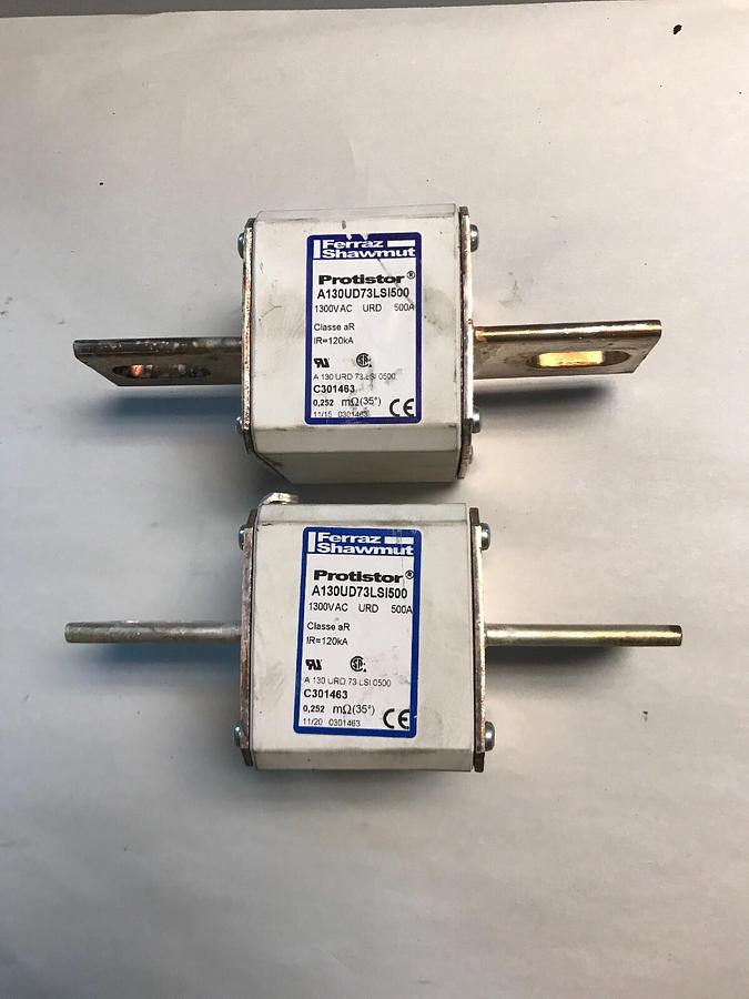 Ferraz Shawmut,A130UD73LS1500,Protistor Fuse 1300V 500Amp lot of 2