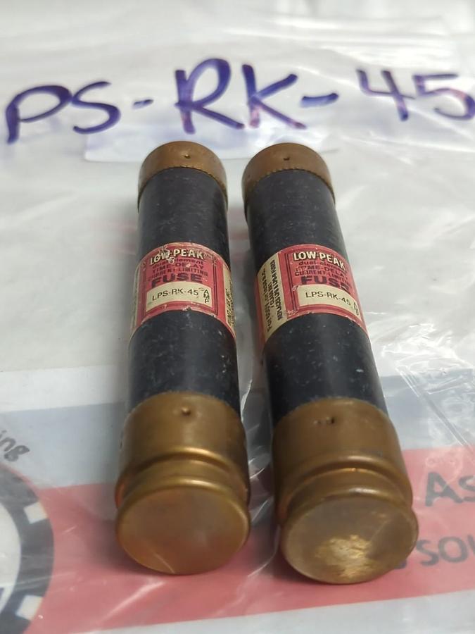 Used COOPER BUSSMANN,LPS-RK-45,LOW-PEAK FUSE 45 AMP LOT OF 2 PRE-OWNED