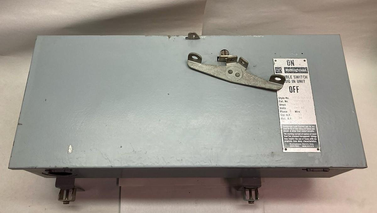 Used Westinghouse,Tap-323,3-Phase Fusible Switch Plug-In Unit 100A 240 Vac