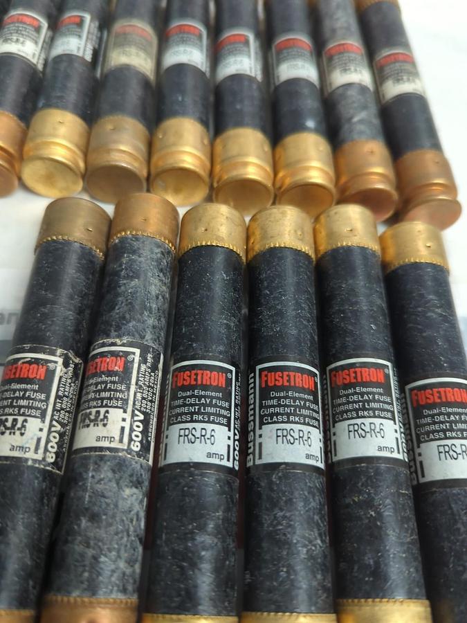 Used COOPER BUSSMANN,FRS-R-6,FUSETRON 6 AMP FUSE LOT OF 15 PRE-OWNED