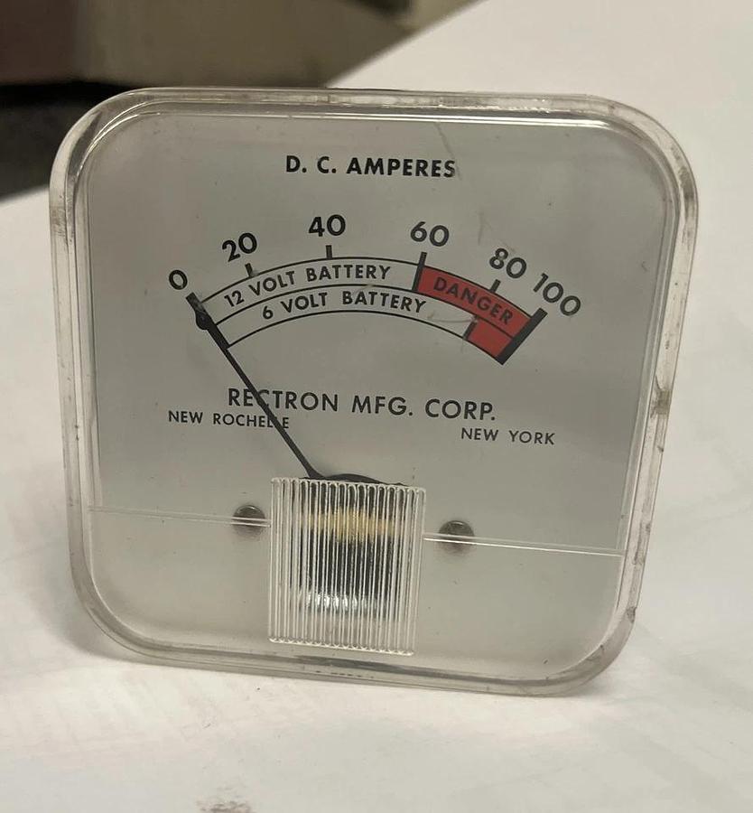 Used RECTRON,0-100,DC AMPERES PANEL METER GAUGE 0-100 AMPS 12vdc 6vdc