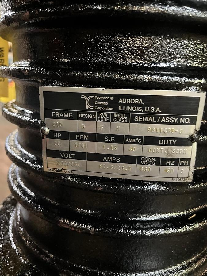 YEOMANS CHICAGO,CP4103L,SUBMERSIBLE PUMP 20HP 1741RPM 3PH 460V FR 210