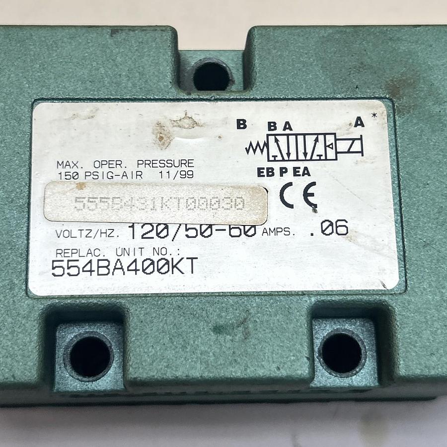 Used ASCO,554BA400KT,SOLENOD VALVE 150 PSIG