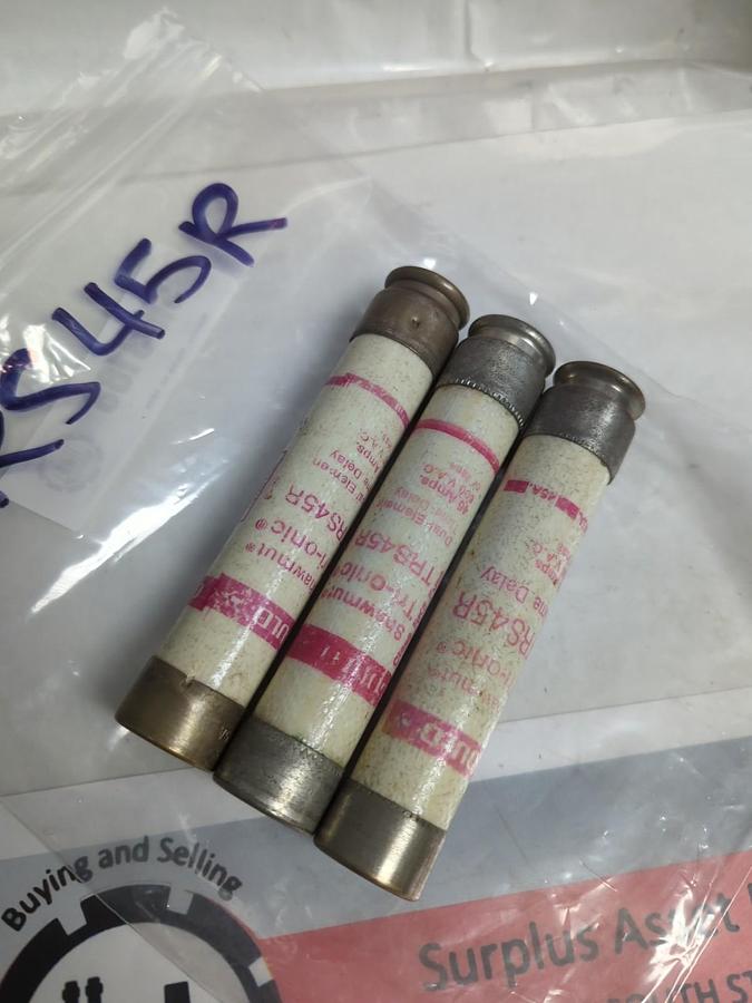 Used GOULD SHAWMUT,TRS45R,TRI-ONIC 45 AMP FUSE LOT OF 3 PRE-OWNED