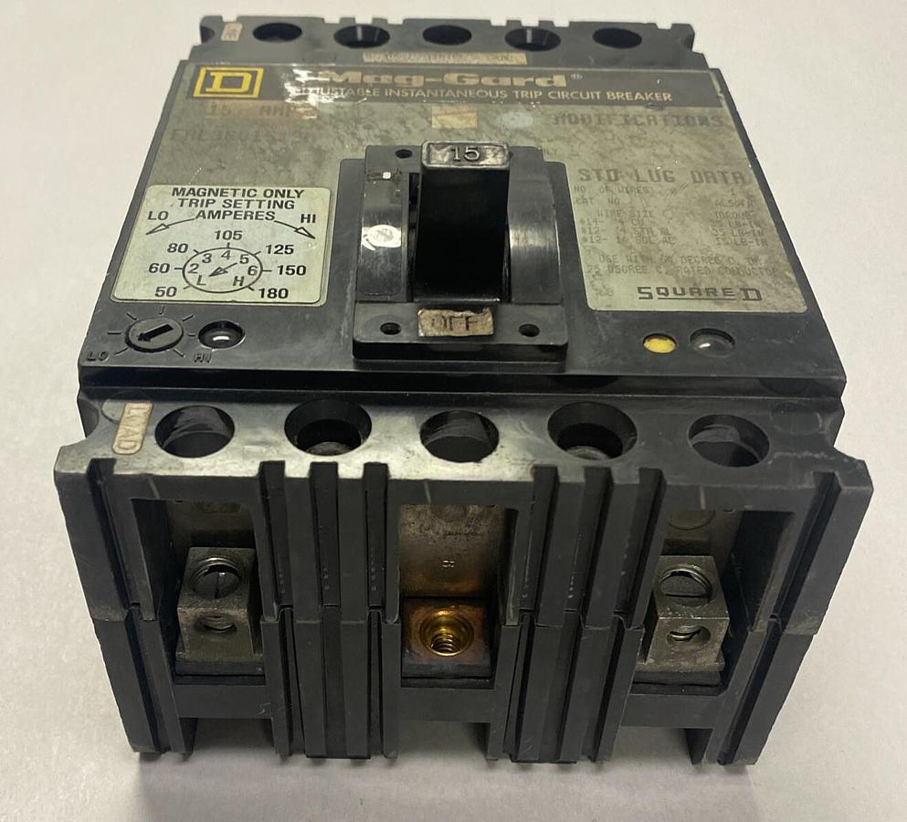 Used SQUARE D,FAL3601513M,CIRCUIT BREAKER 15A 600V 3P