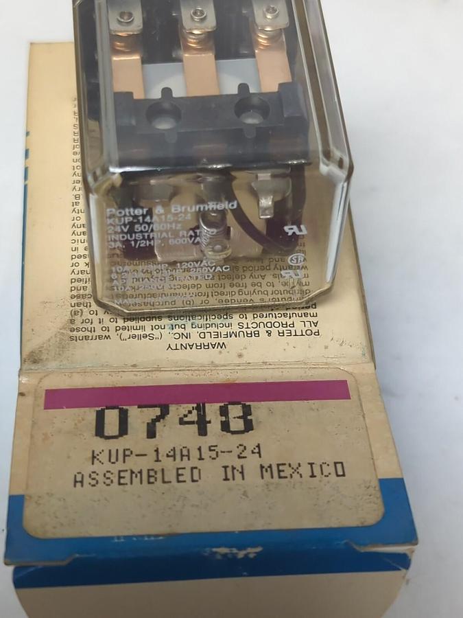 POTTER & BRUMFIELD,KUP14A15-24V,RELAY 24V 50/60HZ LOT OF 3 NOS