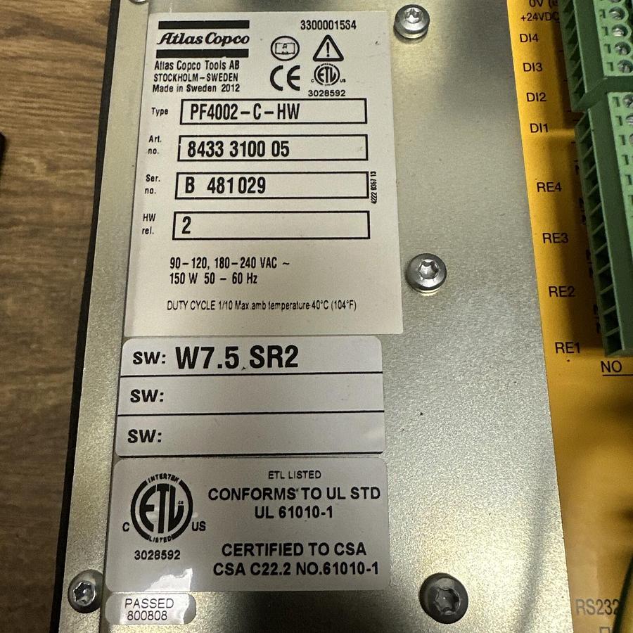 Used Atlas Copco,PF4002-C-HW,Power Focus SL Controller 240VAC 150W 50/60hz