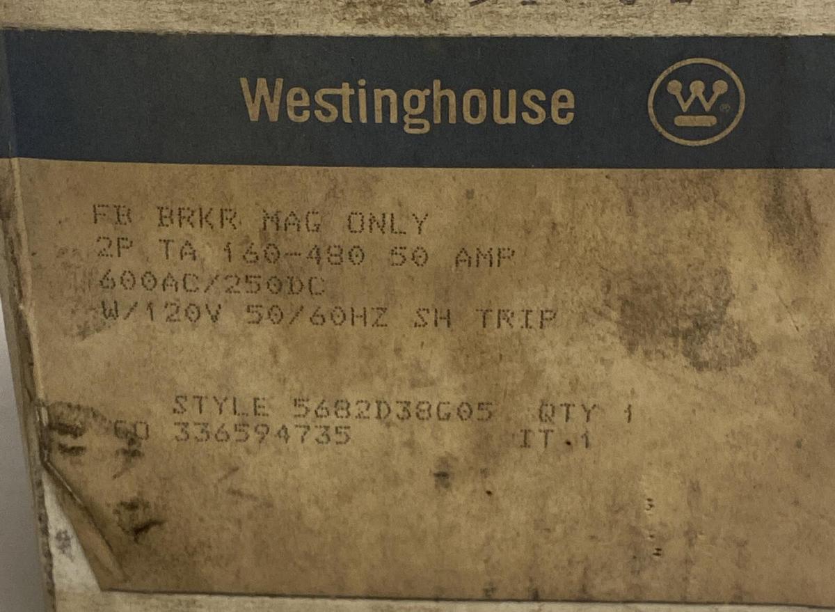 Westinghouse,5682D38G05,Circuit Breaker Mag Only 50Amp 600V 2 Pole New