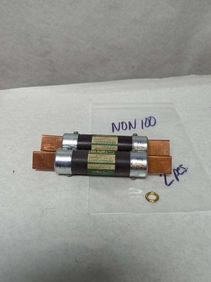 Used COOPER BUSSMANN,NON-100,ONE-TIME 100 AMP FUSE LOT OF 2 PRE-OWNED