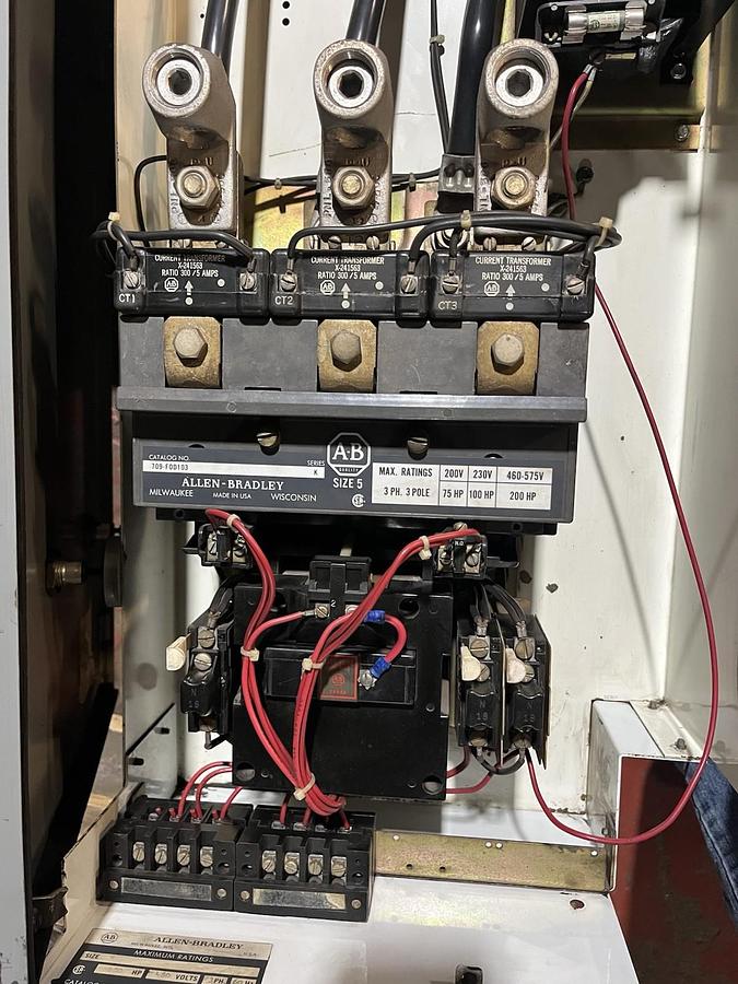 Used ALLEN BRADLEY,2112B,SIZE 5 OLDER FUSED STARTER MCC BUCKET 709-FOD103 200HP 64"