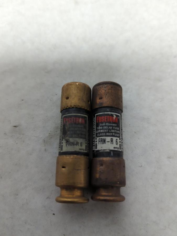 Used COOPER BUSSMANN,FRN-R-6,FUSETRON 6 AMP FUSE LOT OF 2 PRE-OWNED