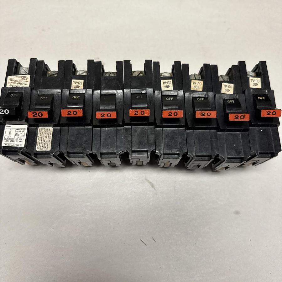 Used Fereral Pacific Electric,NA20,20 Amp 1 Pole Snap On Circuit Breaker LOT of 9
