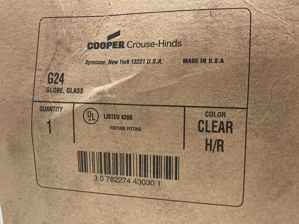 Cooper Crouse-Hinds,G24,Clear Glass Globe Light Lens