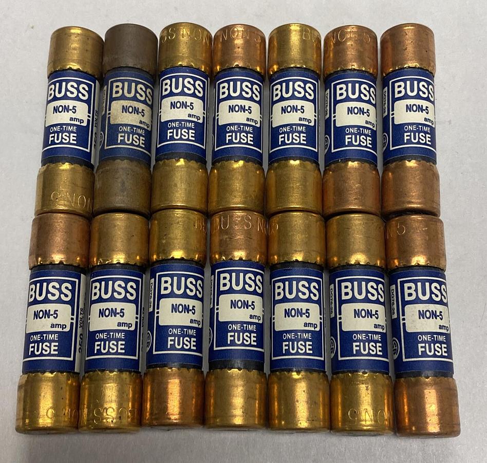Bussmann,NON 5,ONE TIME 5 AMP Fuse Lot Of 14 NOS