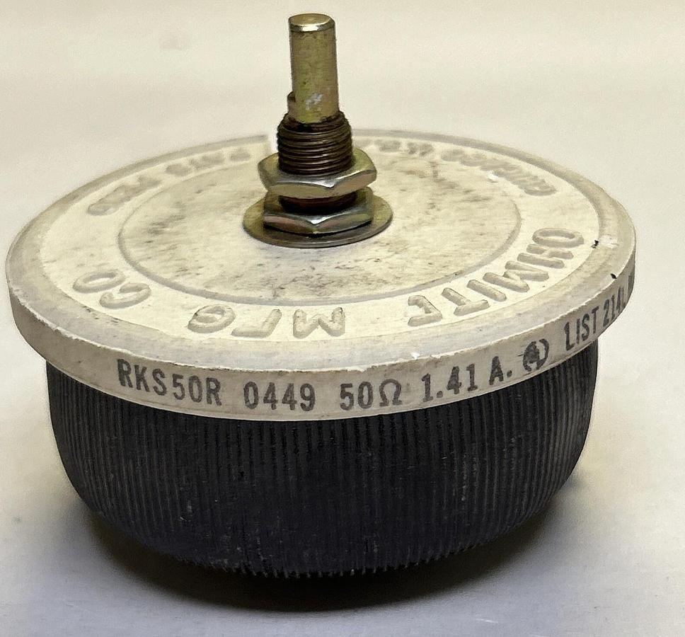Used OHMITE,RKS50R,RHEOSTAT 100W 50 OHMS