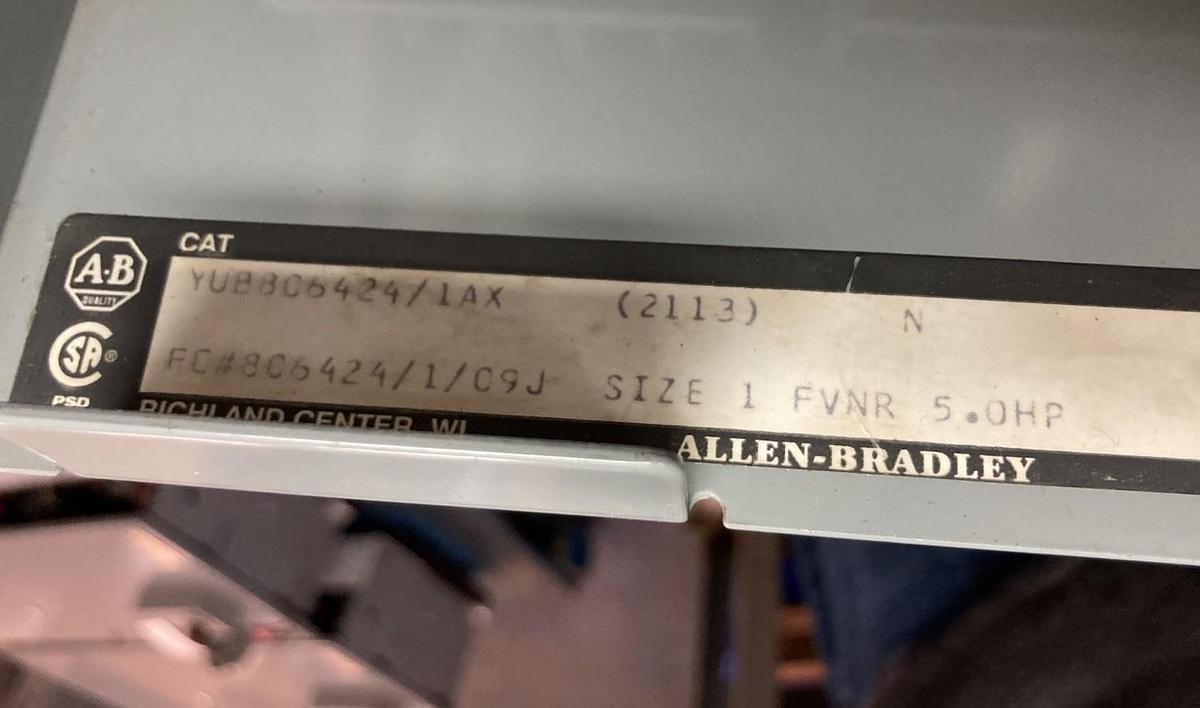 Used Allen-Bradley,2100 2113,Size 1 MCC 12 INCH Starter Bucket 15 Amp Breaker