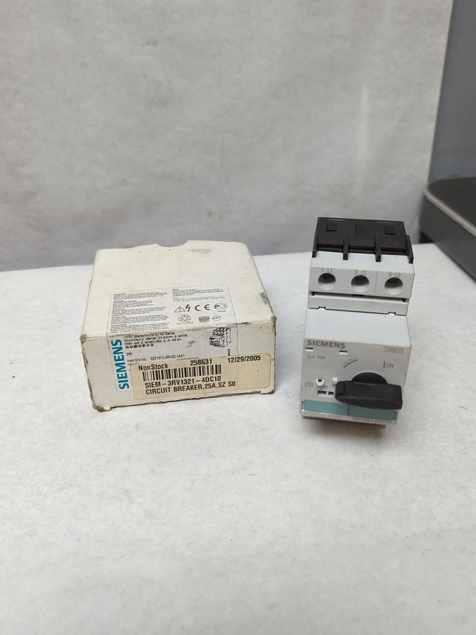 SIEMENS,3RV1321-4DC10,MOTOR PROTECTION CIRCUIT BREAKER 25A NOS