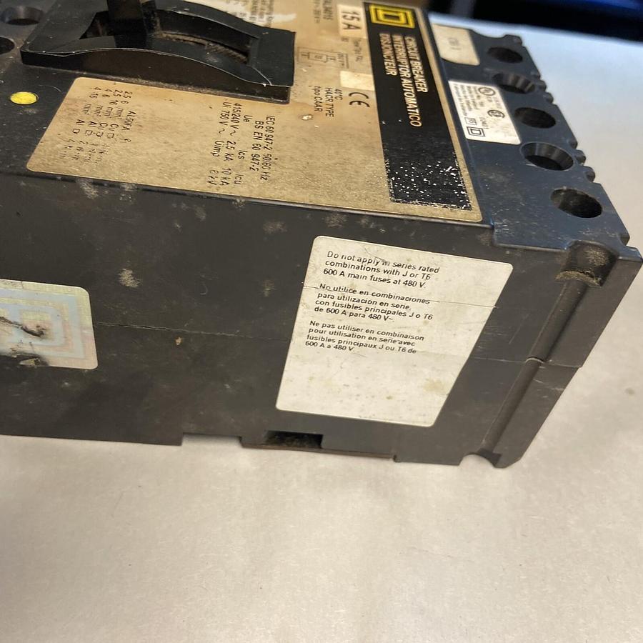 Used Square D,FAL34015,15Amp 480V Circuit Breaker