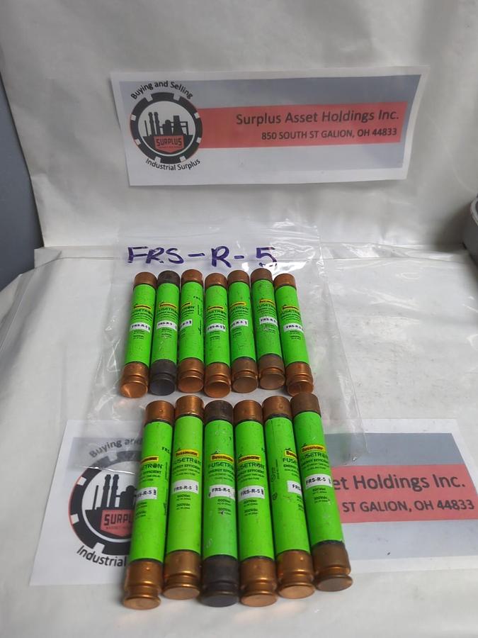Used COOPER BUSSMANN,FRS-R-5,FUSETRON 5 AMP FUSE LOT OF 13 PRE-OWNED