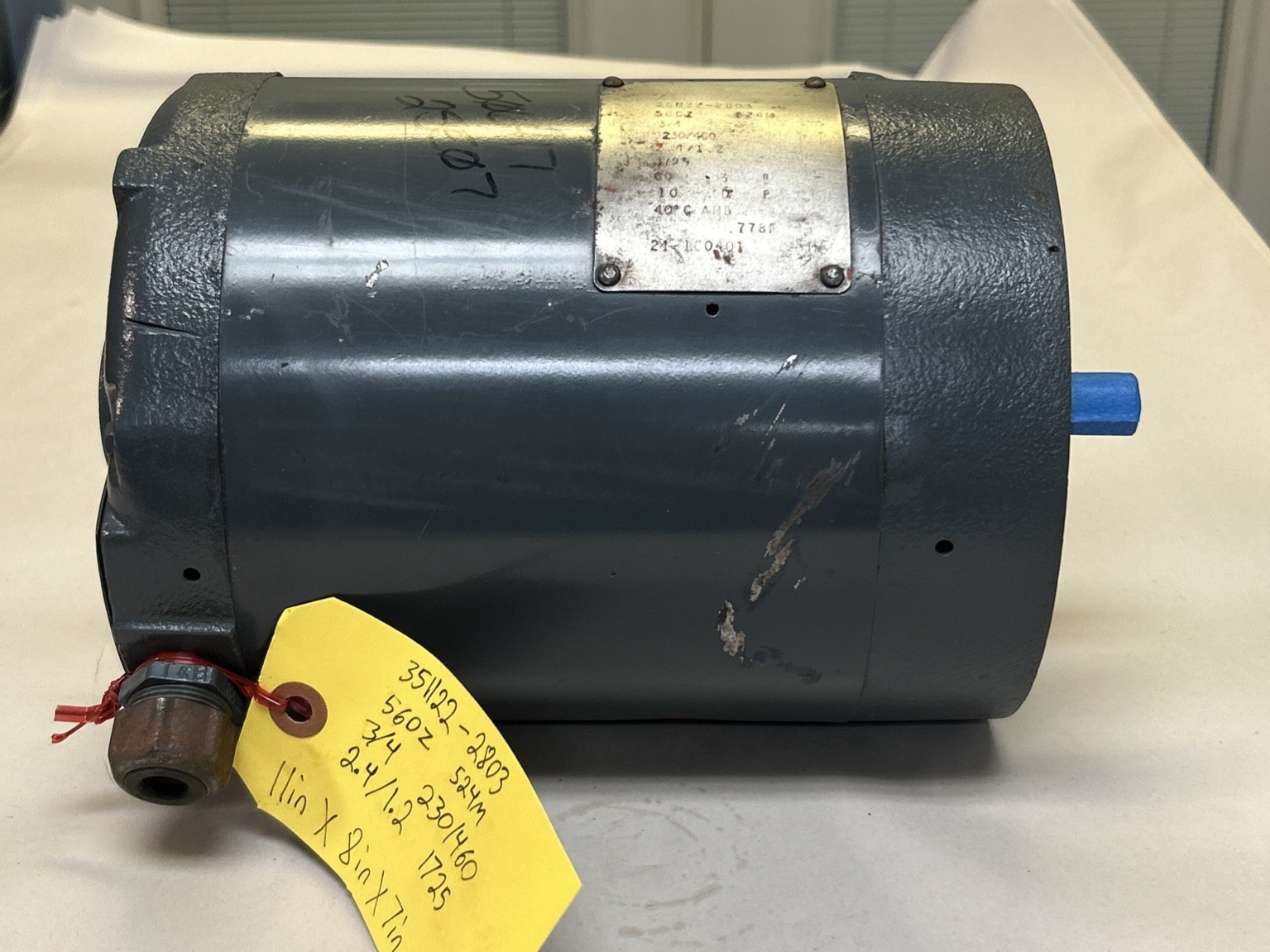 Used GE,351122-2803,AC MOTOR 3/4HP 230/460V 1725RPM 3PH 56CZ FRAME