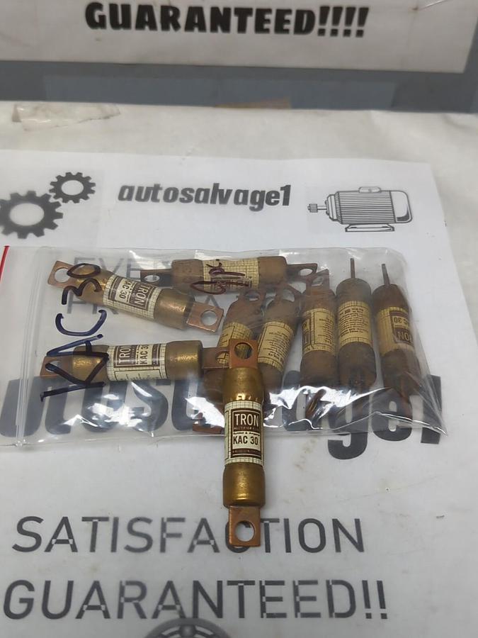 COOPER BUSSMANN,KAC-30,TRON 30 AMP FUSE LOT OF 9 NOS