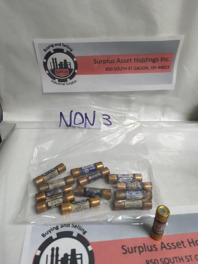 Used COOPER BUSSMANN,NON-3,ONE-TIME FUSE 3 AMP LOT OF 13 PRE-OWNED