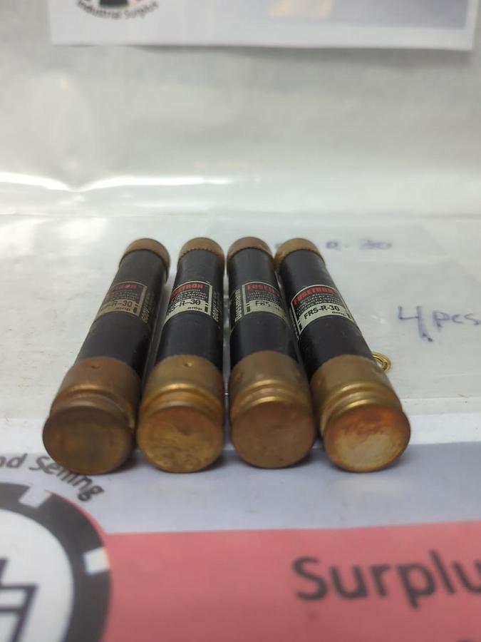Used COOPER BUSSMANN,FRS-R-30,FUSETRON 30 AMP FUSE LOT OF 4 PRE-OWNED