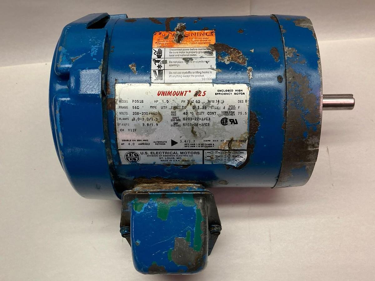 Used Unimount,Model F051B,3-Phase Motor Frame 56C Type UTF 208-230/460V 60Hz