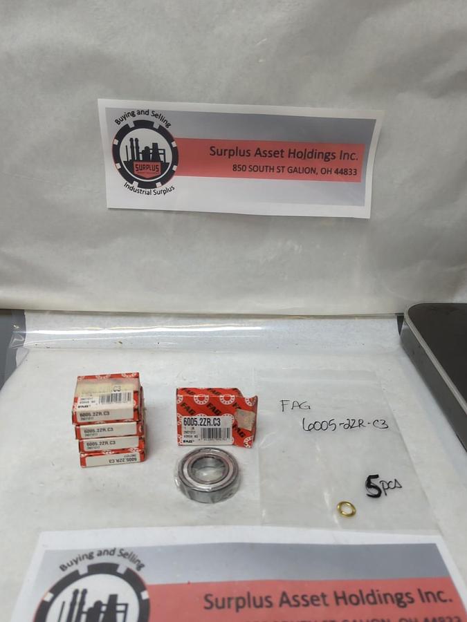 FAG,6005-2ZR-C3,SHIELDED DEEP GROOVE BALL BEARING 25MM BORE LOT OF 5 NOS