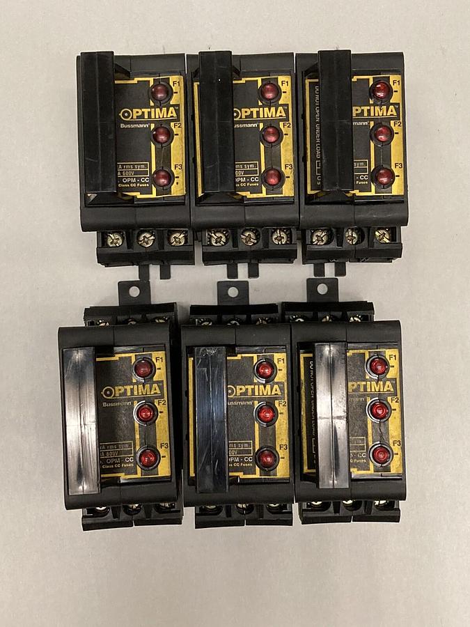 Used Bussman Optima,IR 200kA,Overcurrent Protection Module 30A  600V  LOT OF 6