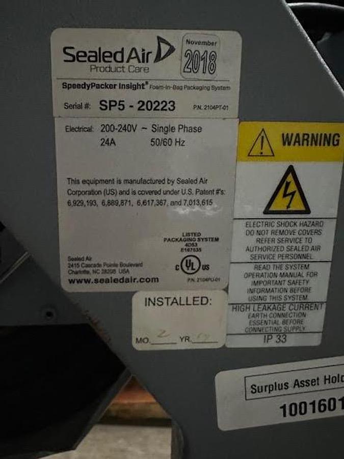 Used Sealed Air 20223 Foam Packaging