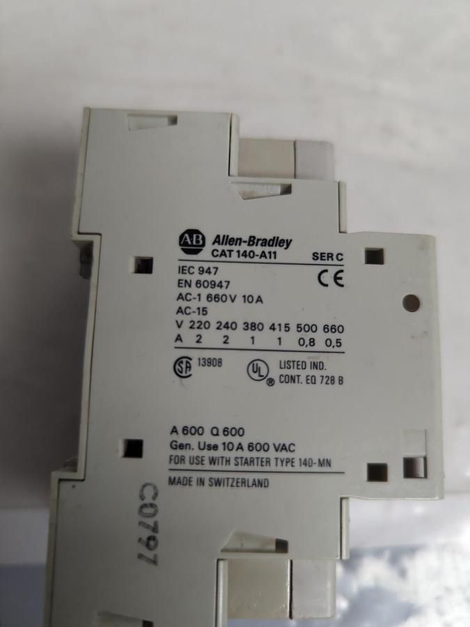 Used ALLEN BRADLEY,140-MN-0250,SERIES C MOTOR STARTER W/ 140-11 PROTECTOR PRE-OWNED
