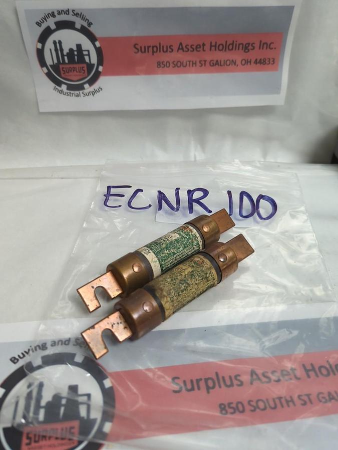 Used RELIANCE,ECNR100,TIME DELAY 100 AMP FUSE LOT OF 2 PRE-OWNED