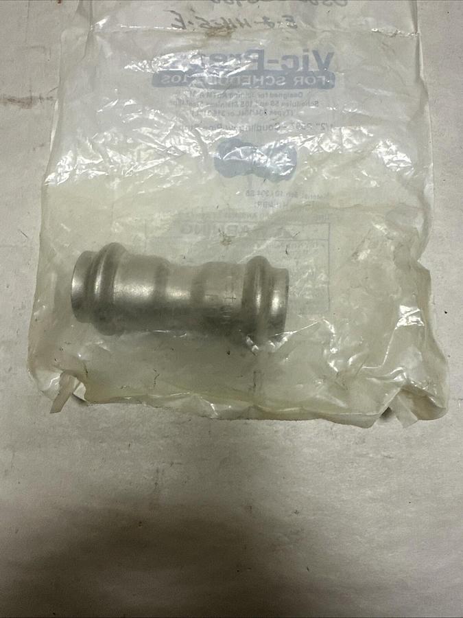 Used Vic-Press,P597,Coupling w/ Pipe Stop 1/2" SCH 10 304SS