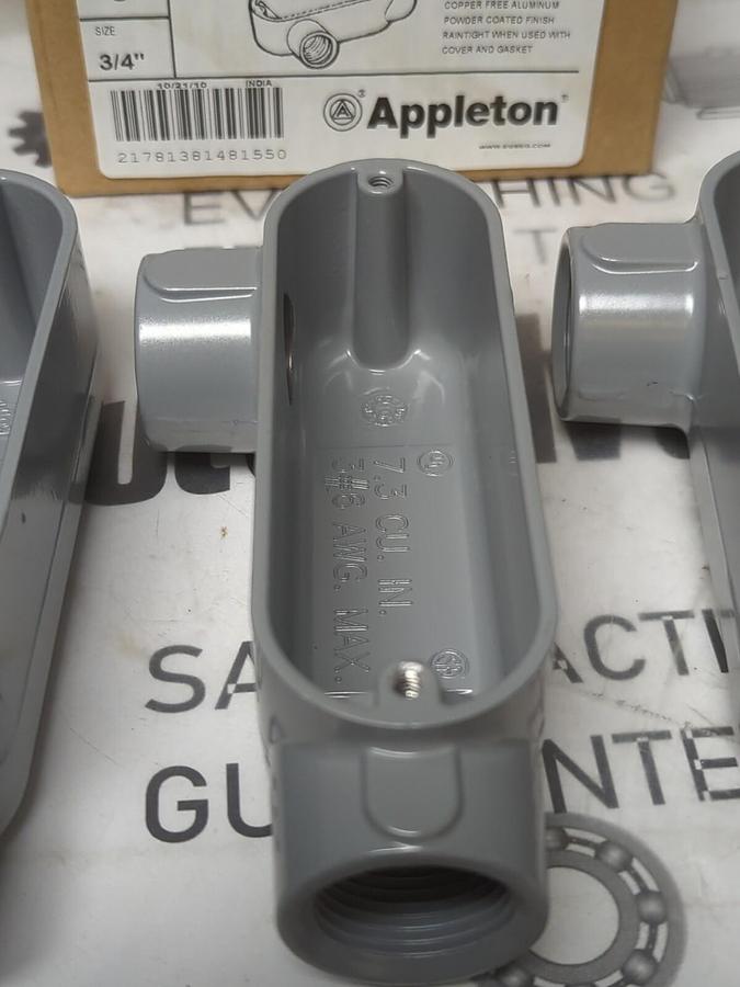 APPLETON,LR75-A,3/4 INCH FORM 85 ALUMINUM CONDUIT BODY BOX OF 5 NEW