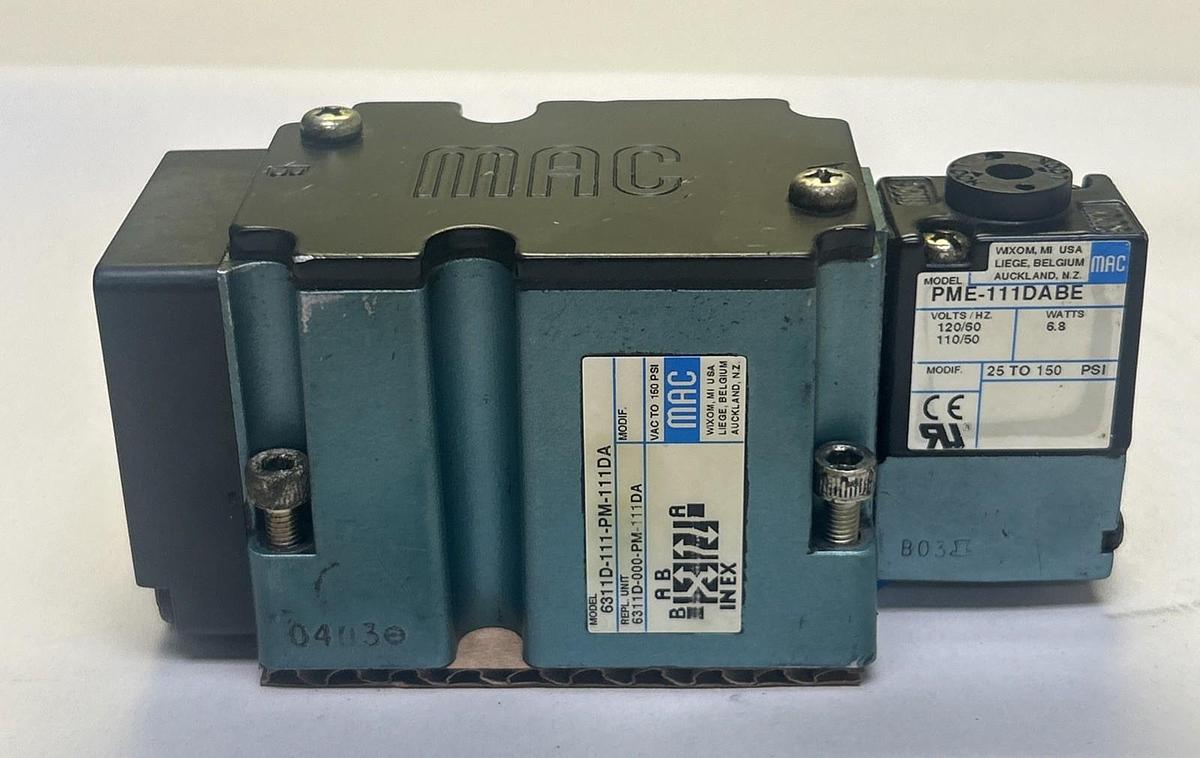 Used MAC VALVES,6311D-111-PM-111DA,SOLENOID VALVE 110/120VAC
