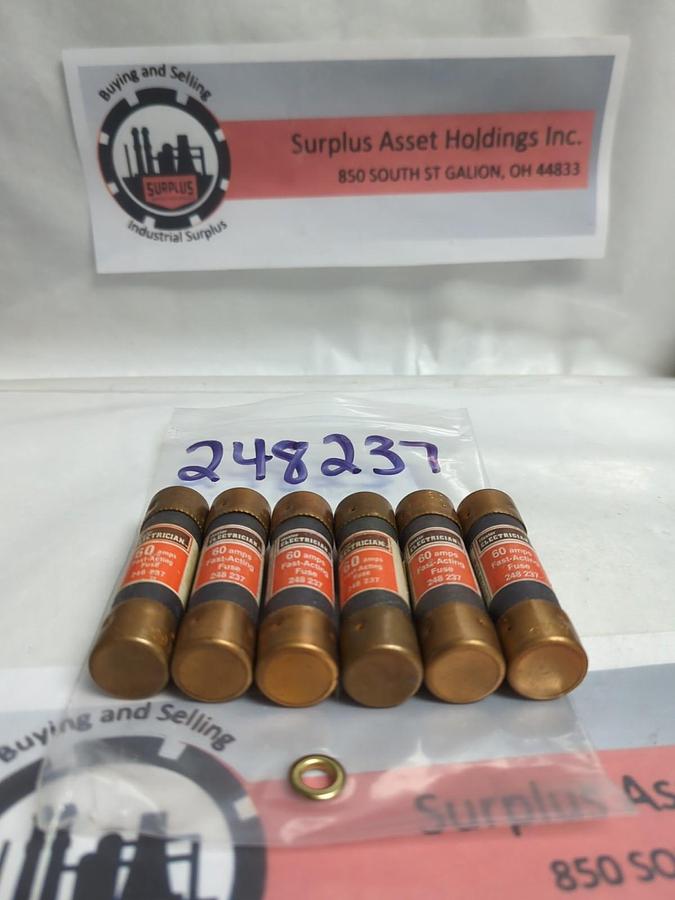 Used TRUE VALUE/MASTER ELECTRICIAN,248237,FAST ACTING 60 AMP FUSE LOT OF 6 PRE-OWNED