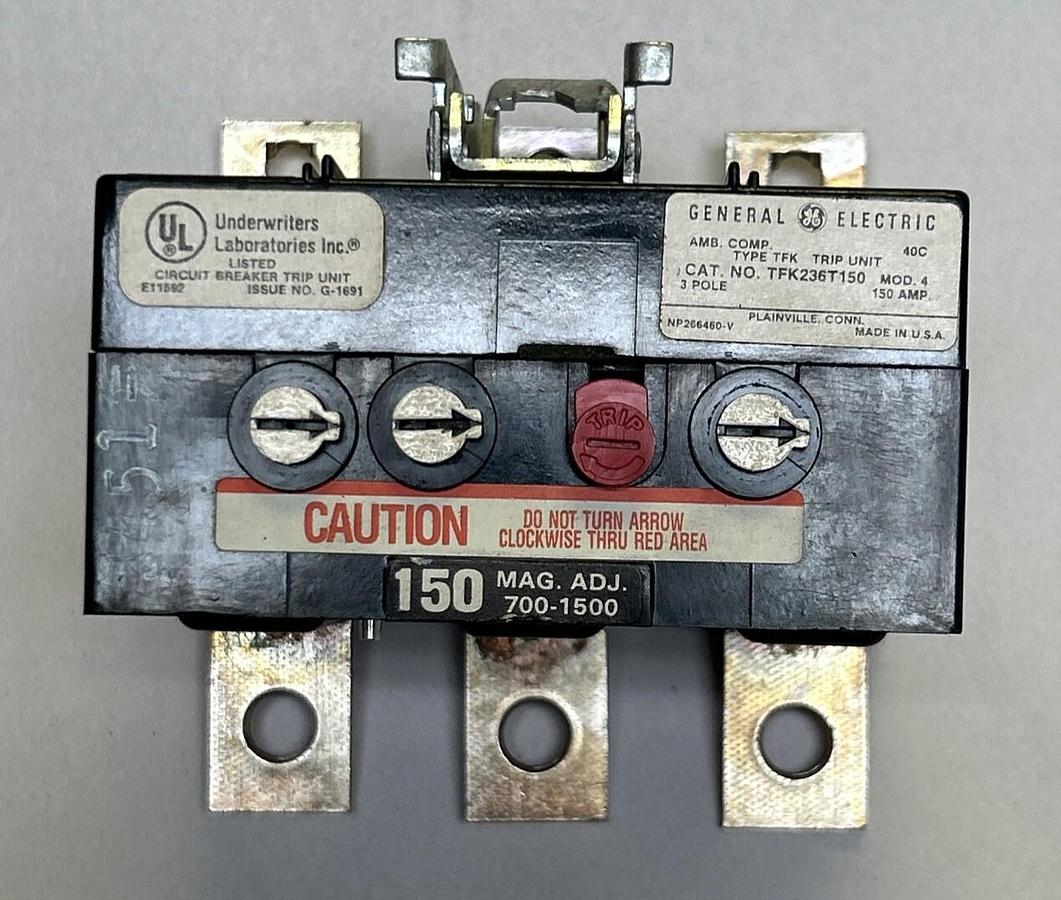 Used GENERAL ELECTRIC,TFK236T150,TRIP UNIT 150AMP 600VAC
