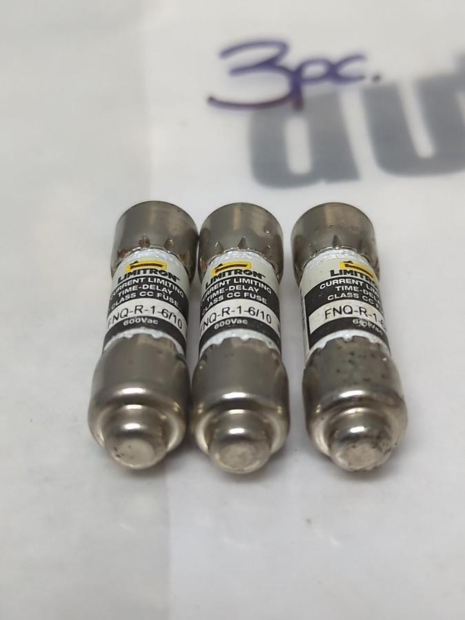 COOPER BUSSMANN,FNQ-R-1-6/10,LIMITRON 1-6/10 AMP FUSE LOT OF 3 NOS