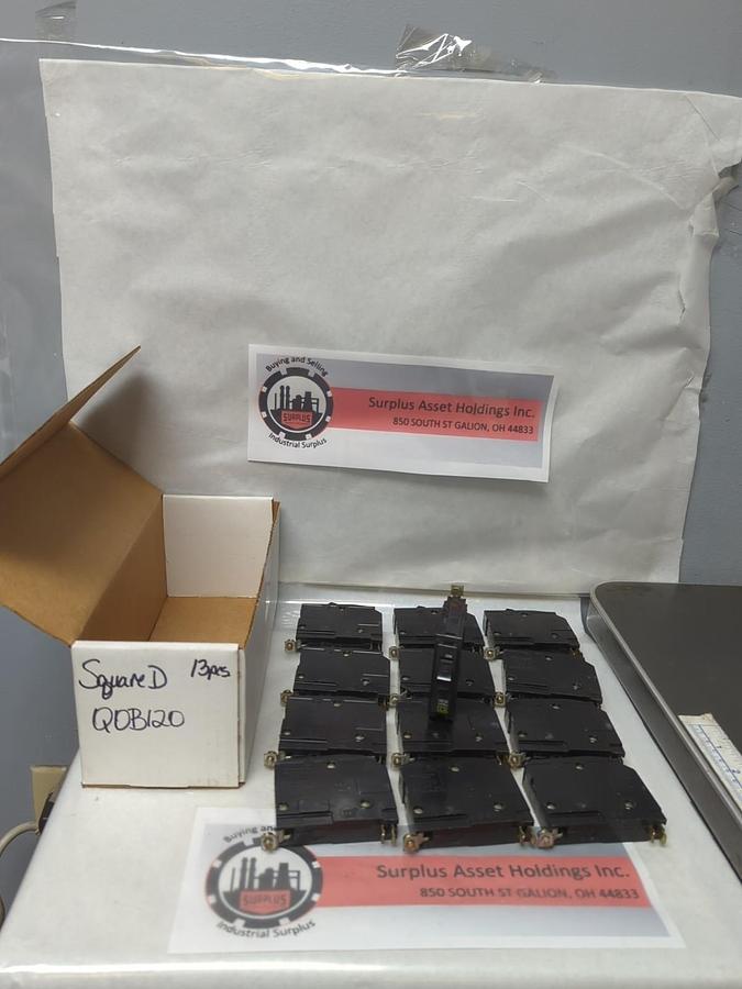 Used SQUARE D,QOB120,CIRCUIT BREAKER 20 AMP 1-POLE LOT OF 13 PRE-OWNED