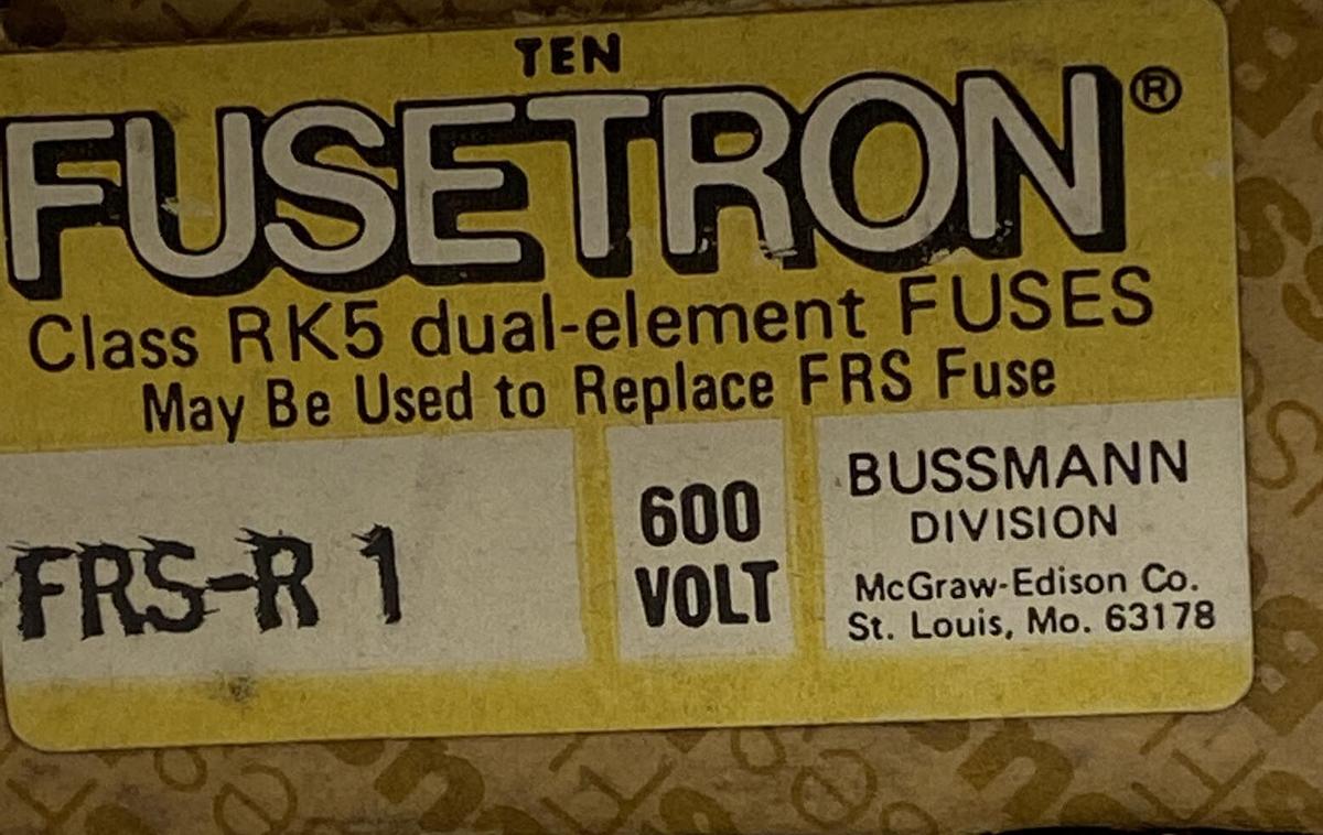 Bussmann,FRS-R-1,Fusetron Fuse Lot OF 10 New In Box
