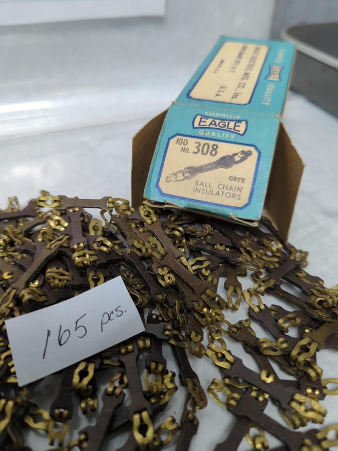 Used EAGLE ELECTRIC,#308,BALL CHAIN INSULATORS LOT OF 165 NOS