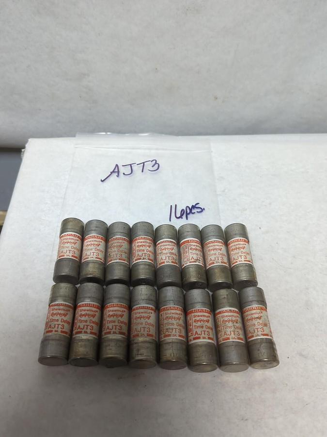 Used GOULD SHAWMUT,AJT3,AMP-TRAP 3 AMP FUSE LOT OF 16 PRE-OWNED